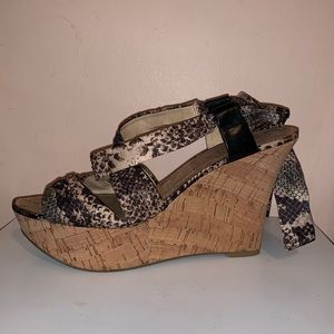 Snakeskin Lace Up Wedges
